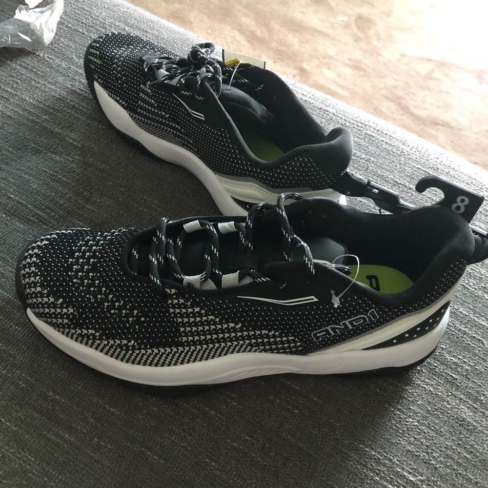 And1 Black & White Knit Sport Sneakers shoes sz 8